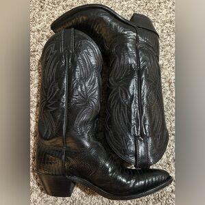 Justin Vintage Black Iguana Lizard Boots L4705